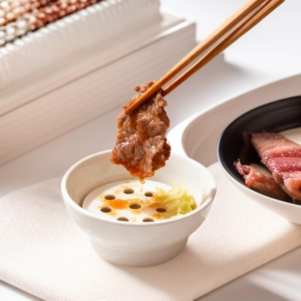 Multi-purpose Creative Hot Pot Drip Oil Bowl Ceramic Mesh Dipping Sauce Bowl 270ml Round Double-layer Filter Soup Bowl Home