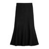 Women Fishtail Skirt High Waist Hip Wrapped Midi Skirt Solid Color Slim Fit Autumn Winter Knitting A-Line Skirt