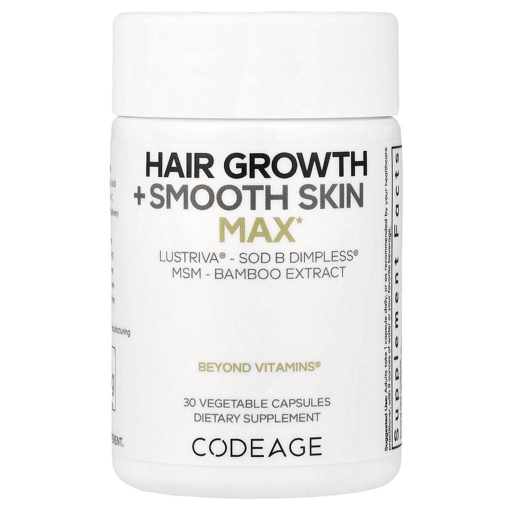 Codeage Hair Growth + Skin Tone, Max, 30 Veggie Capsules