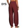 Damen Freizeithose, elastische, hohe Taille, einfarbig, Haremshose mit Taschen, lockere Passform, atmungsaktiv, lange Hose für den Alltag