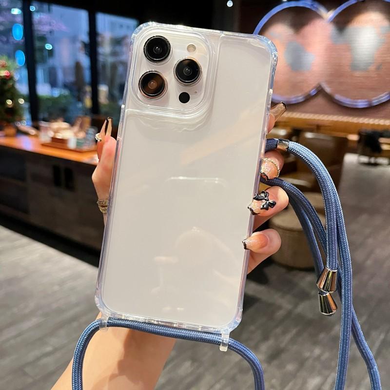 

Clear Strap Case For iPhone 17 16 15 13 12 11 14 Pro Max Mini XR X XS Max Plus Air Crossbody Lanyard Cord Plastic Acrylic Cover For iPhone 13 Mini&Case & Strap