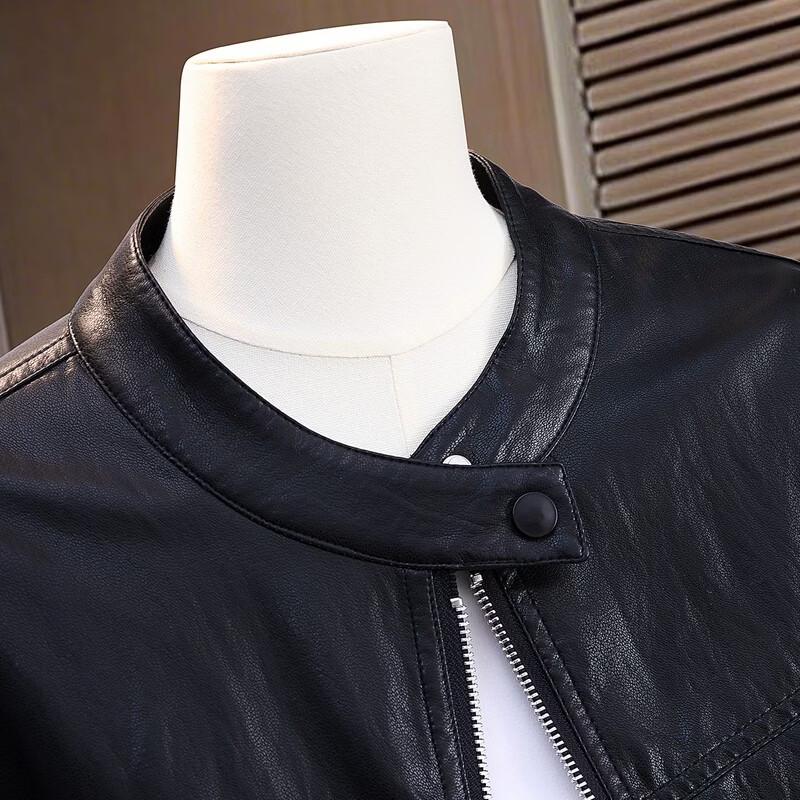 Women's Fashion Round Neck Short Faux Leather Jacket