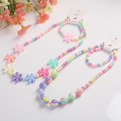 Baby Girl Photograph Props Photograph Props Candy Color Necklace + Bracelets Flower Beads Candy Color Kids Jewelry Sets