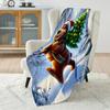 Festive Bear and Christmas Tree Pattern Blanket Flannel Material Soft Warm for All Seasons, Home Outdoor Camping Picnics RV