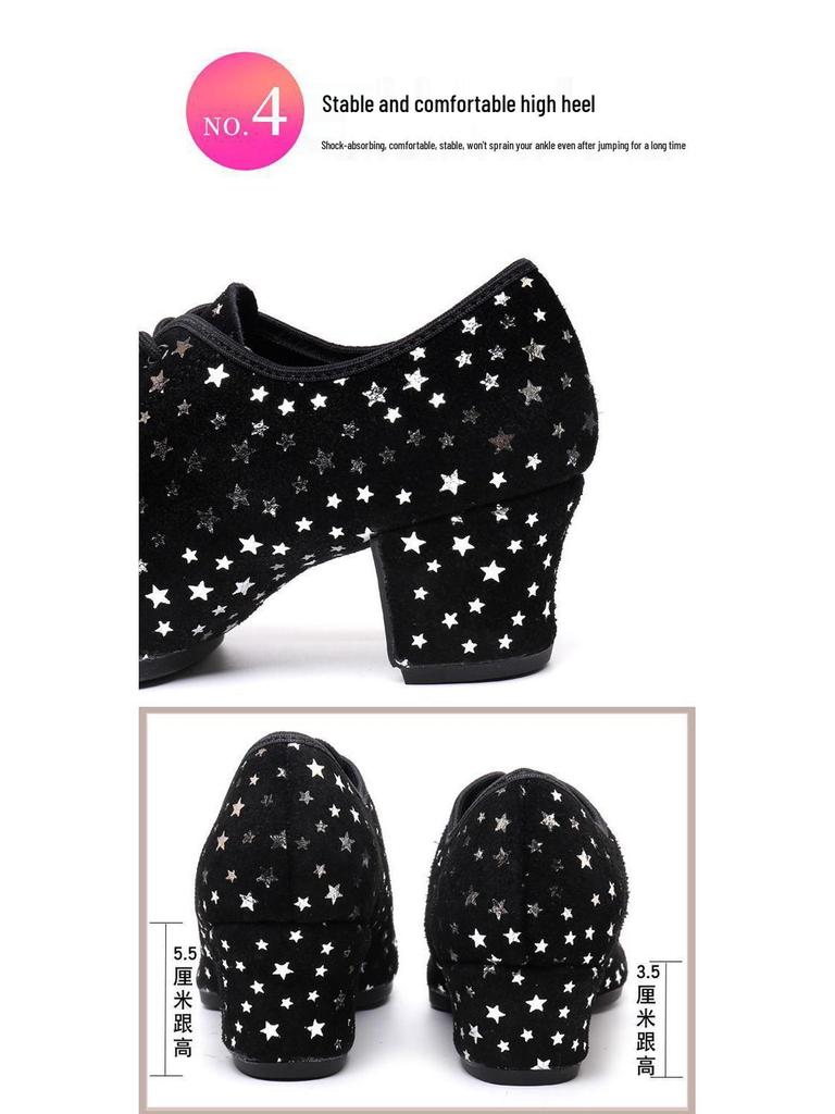 Women's Genuine Leather Latin Dance Shoes - Medium High Heel, Soft Sole for Modern, Ballroom, & Sailor Dance