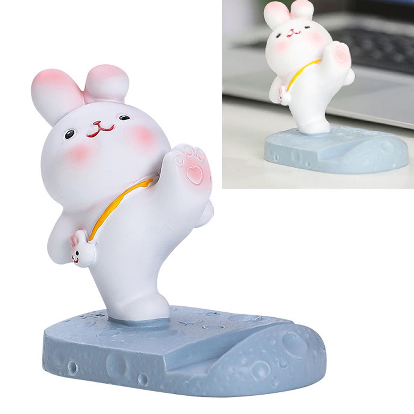 

Cute Cell Phone Stand Cartoon Resin Bunny Phone Holder Desk for Student Room Decoration