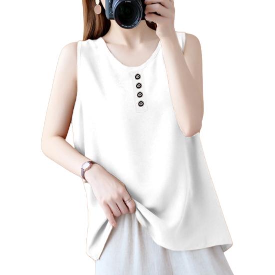 

Женский жилет с круглым вырезом без рукавов, однотонные майки свободного кроя, дышащий повседневный жилет для праздников, вечеринок, повседневная одежда XL белый