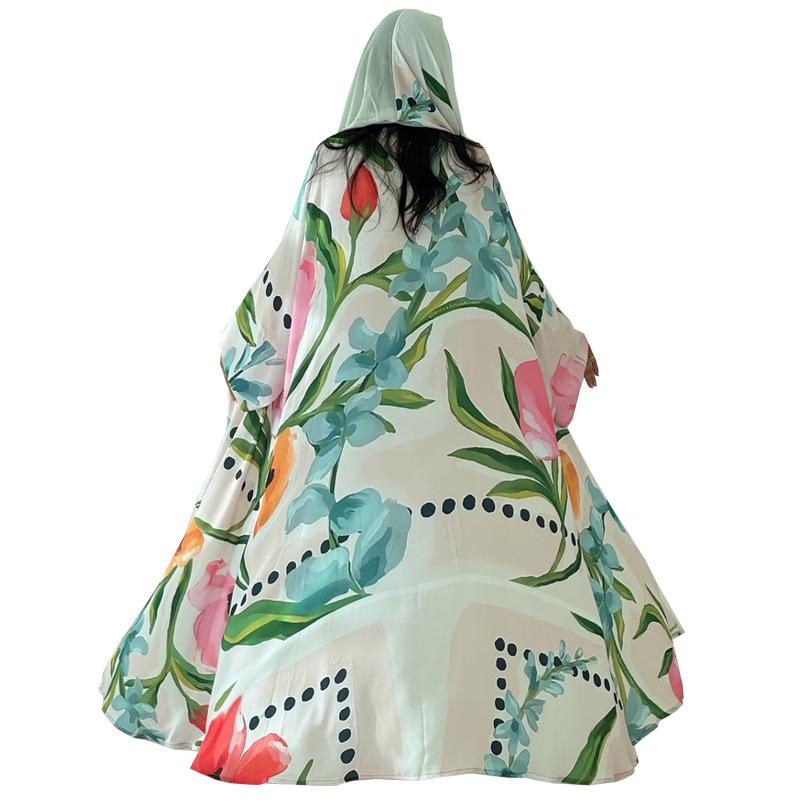 MQ244 Modest Women's Print Cardigan & Headscarf - Casual, Loose Fit for Middle East Style