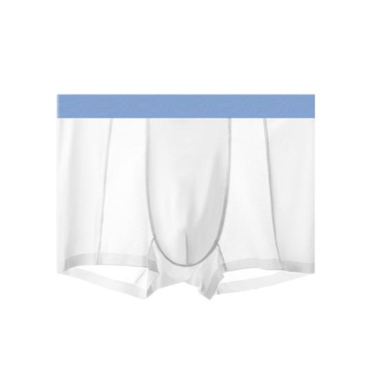 Men Boxer Underwear Mid-rise Tight Cut High Elasticity Shorts Briefs Solid Color Breathable Holes Design U-Convex Panties