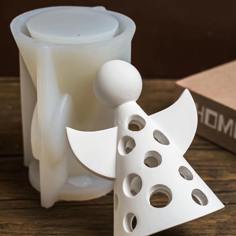 1set Angel Shape Silicone Candle Holder Mold,hollow Angel Design Silicone Mold For Casting Plaster,concrete And Resin