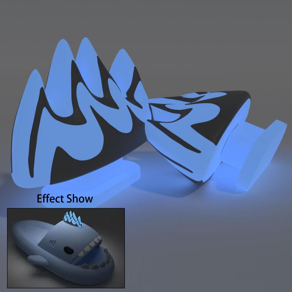 Fashion 2pcs Detachable Fins Unisex Shark Slippers Charms Luminous In Dark Christmas Red Hat Halloween Pumpkin DIY Shoes Accessories