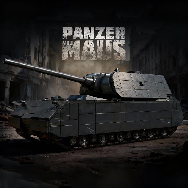 2416Pcs PANZER VIII MAUS Battle Tanks 1:28 Blocks Model MOC Blocks Kits Building Toys Adult Gifts Technical Bricks Ornament Sets