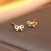 Bow Stud Earrings For Girls, Sweet And Gentle Earbone Studs, Ear Hole Earrings, Exquisite Mini Tremella Decoration
