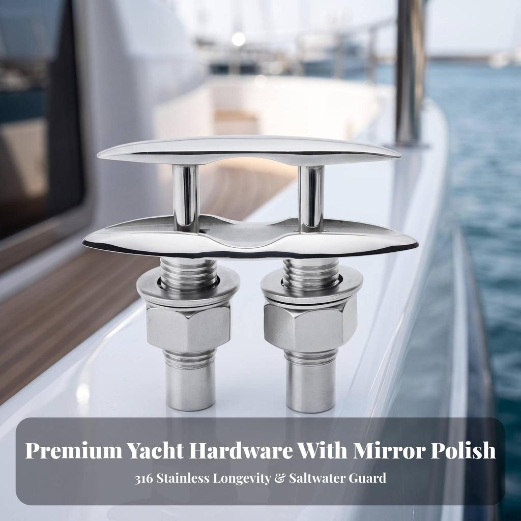 Concealed Cleat Mirror-Polished Hardware Heavy Duty for Boats, Docks