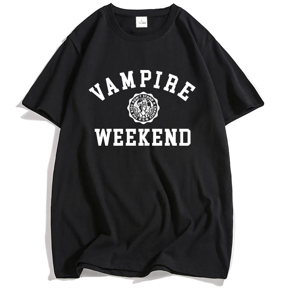 VAMPIRE WEEKEND Collegiate T-shirt Summer Short Sleeve Cotton Male Tshirts Round Neck Fashion Printing T Shirts Men Women Tees