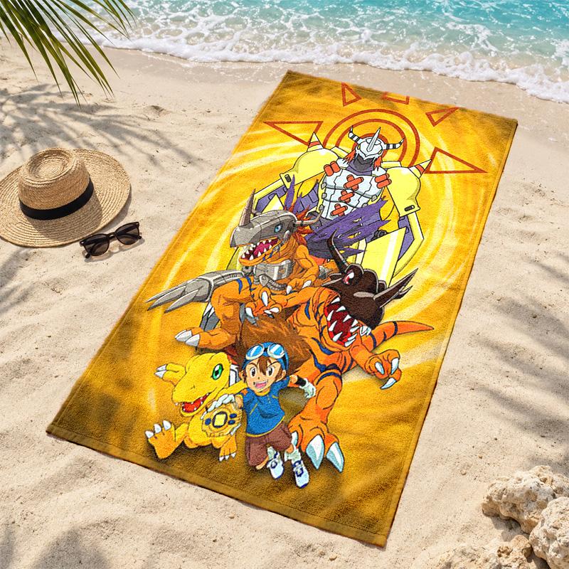 Digimon Microfiber Beach Towel Quick Dry Sand Free Lightweight Beach Towels for Travel Swimming Camping