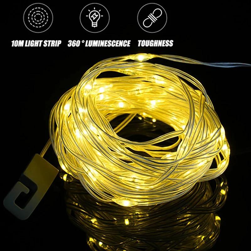 Camping String Lights,33Ft Light with Lanterns (2 in 1 Design),Camping Lights 2000mAh,IPX6 Waterproof,Rechargeable Flashlights