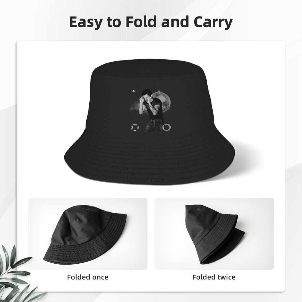 Summer Travel Headwear Harrys Disco Styles Bucket Hat Trendy Women Sun Hat Bob Hat Foldable Fishing Fisherman Hats Outdoor Sport