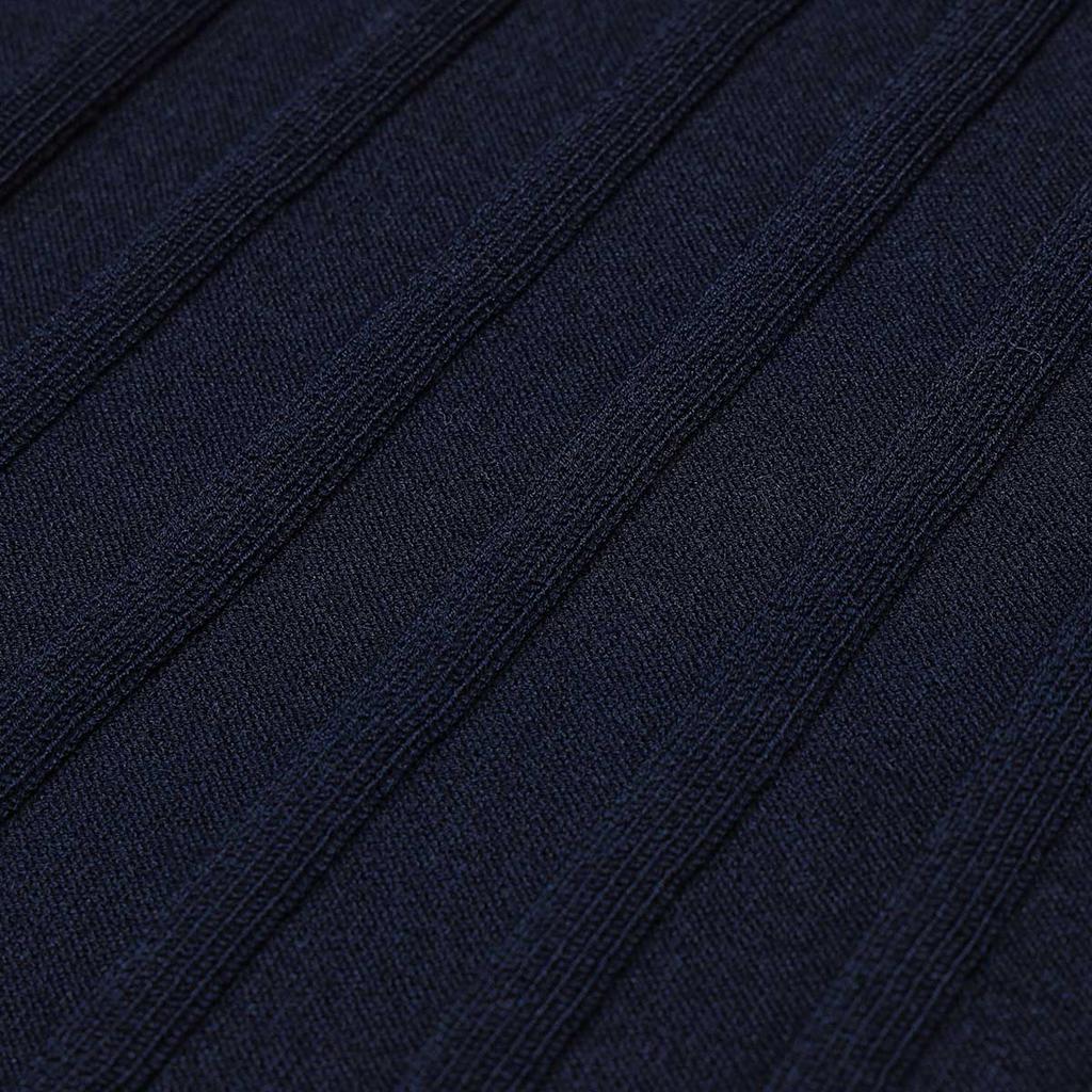 Fila Solid Color Polo Neck Knitted Long Sleeve Dress Women Dresses Legendary-Blue F11W411308F-NV