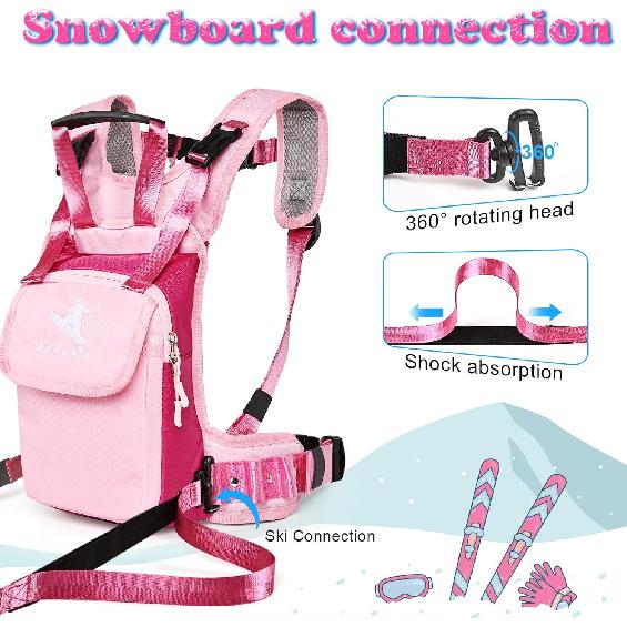 Children’s Ski Harness Trainer Snowboard Anti-fall Traction Belt Beginner Ski Auxiliary Bag with Safety Belt Kid’s Ski Backpack with Speed