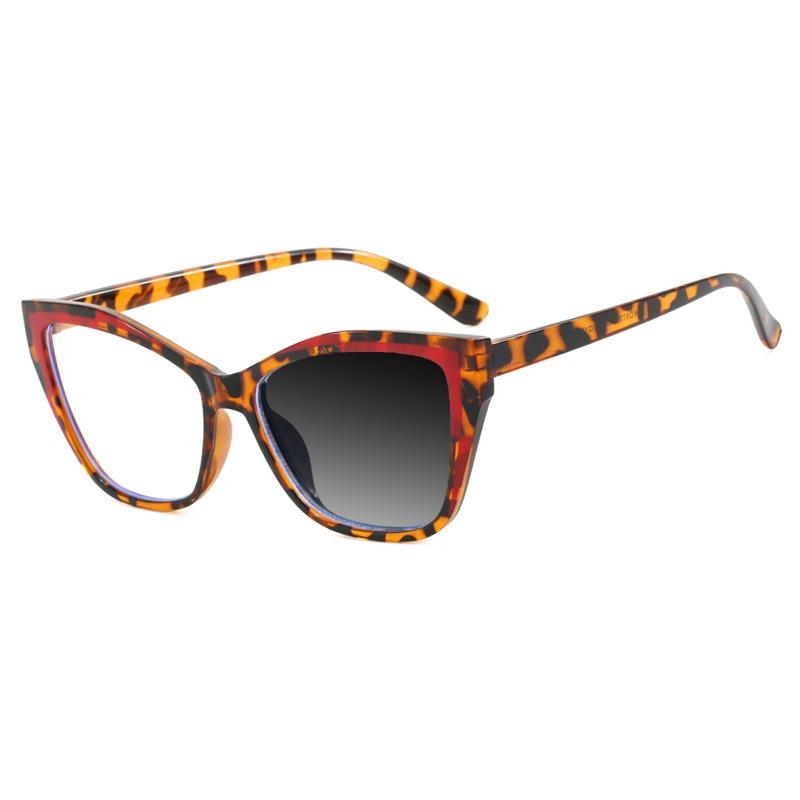 Trendy Cat Eye TR90 Photochromic Reading Glasses for Women Anti Blue Light Hyperopia Prescription Eyewear Color Matching Frame