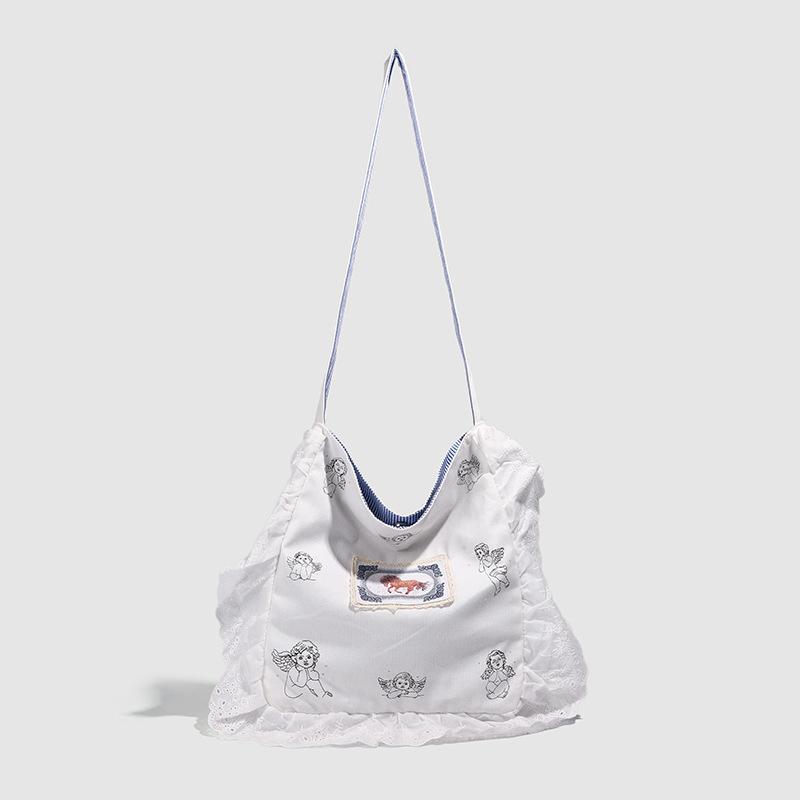 

Весна новый лес ангел кружево простой модный дизайн холщовая сумка-мессенджер женская белый