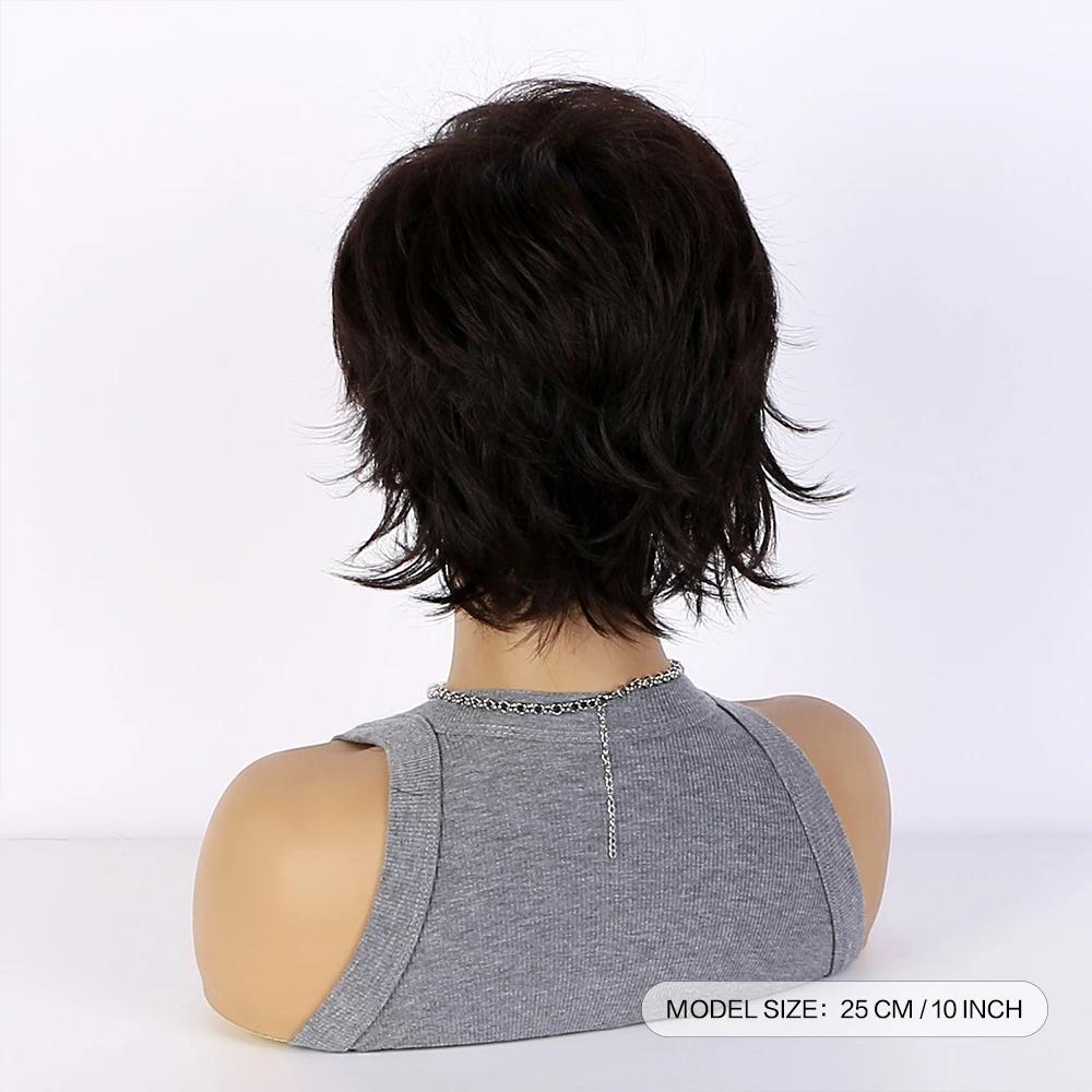 Short Curly Wig With Bangs - Soft Brown Ombre Synthetic Hair For Women, Natural Look For Daily Use, Cosplay Costume Parties