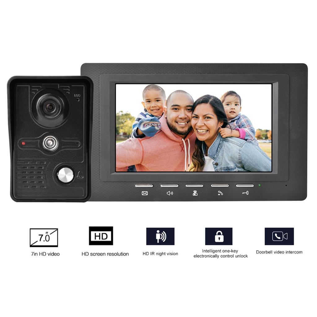 Kit Interphone Vidéo de Porte 7 pouces TFT LCD 700 lignes TV Vision Nocturne