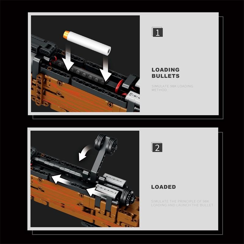 Technical WWII Kar98k Sniper Rifle Building Blocks Toy MOC Assembly Bricks Gift for Kids Birthday Christmas Halloween gifts