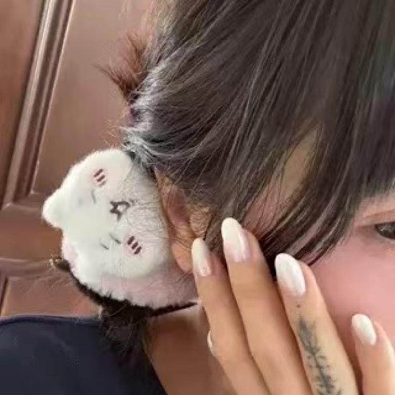 Chiikawa Peluş Saç Tokası Sevimli Karikatür At Kuyruğu Tutucu Kawaii Küçük Sekiz Saç Lastiği Kızlar İçin Tatlı Günlük Saç Aksesuarları