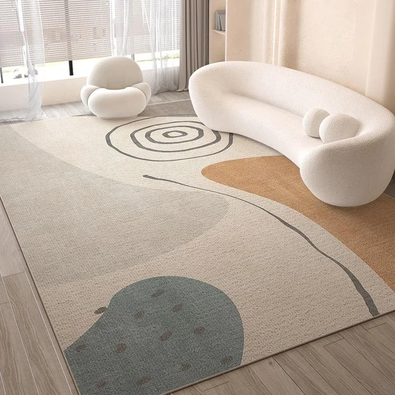 Cream Style Line Living Room Floor Mat, Large-Sized Sofa, Coffee Table Blanket, Bedroom Carpet, Home Decoration