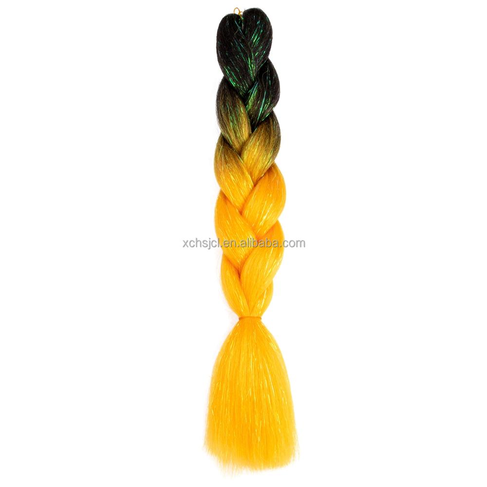 Customized Soft Heat Resistant Fiber Festival Ombre Pure 2 3 4 5 Tone Color Tinsel Glitter Jumbo Braiids