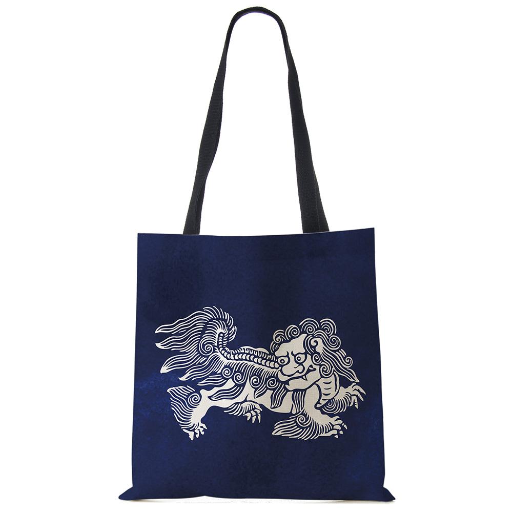 Vintage Print Casual Shoulder Bag Flowers Leaves Women Shopping Reusable Handbag Large Capacity Canvas Travel Beach Tote Bags CLE