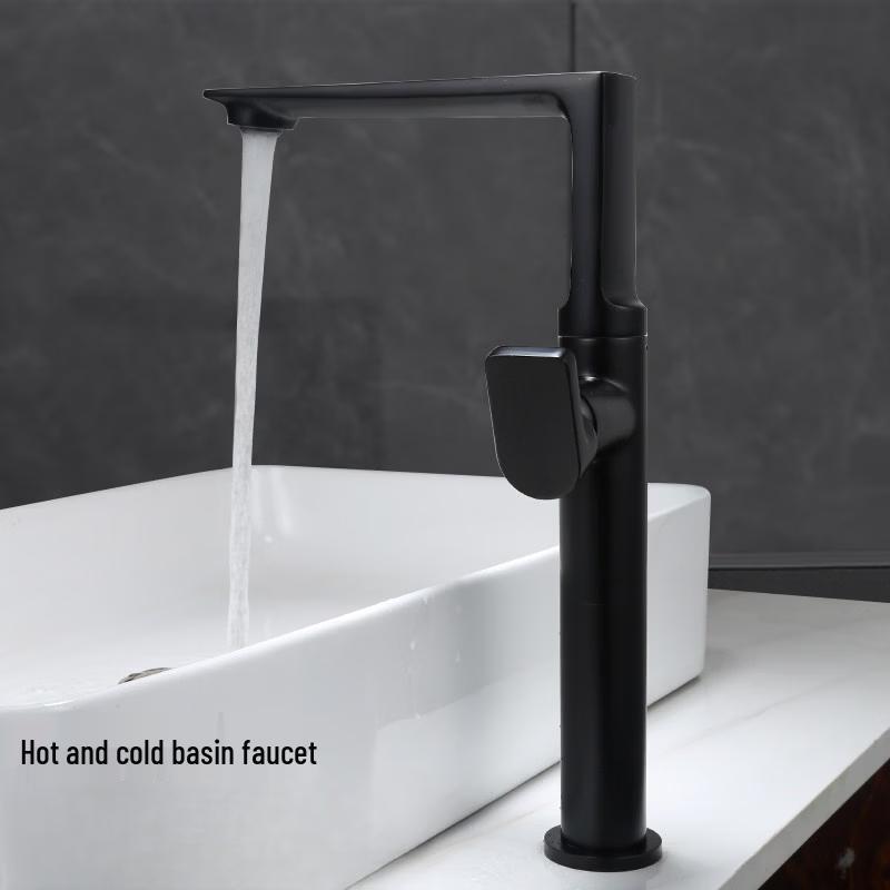 TLXT Checkered Black Tall Basin Faucet