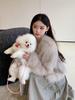 Women's 2024 Eco-friendly V-neck Fox Fur Winter Coat - Stylish, Short & Fashionable.