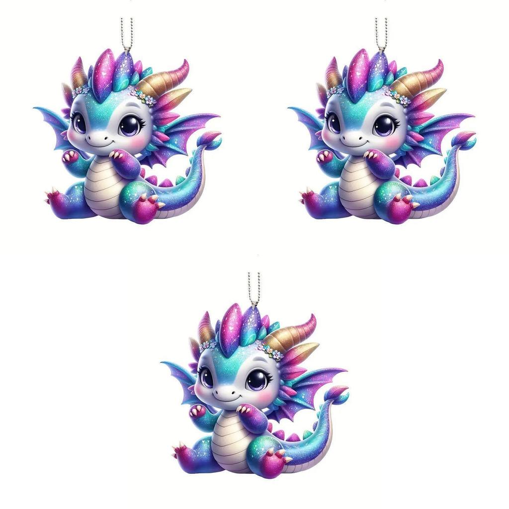 New Colorful Cartoon Acrylic Flat Dragon Car Hanging Ornament For Interior Decoration