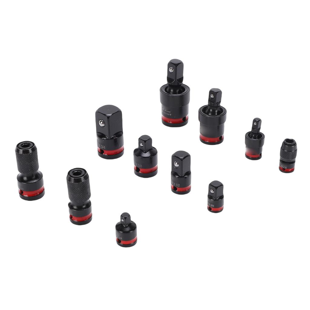 11Pcs Impact Socket Adapter Set Drill Adapters Extensions 1 4 3 8 1 2in Drive CR V CR MO Steel Ball Detent for Car Home
