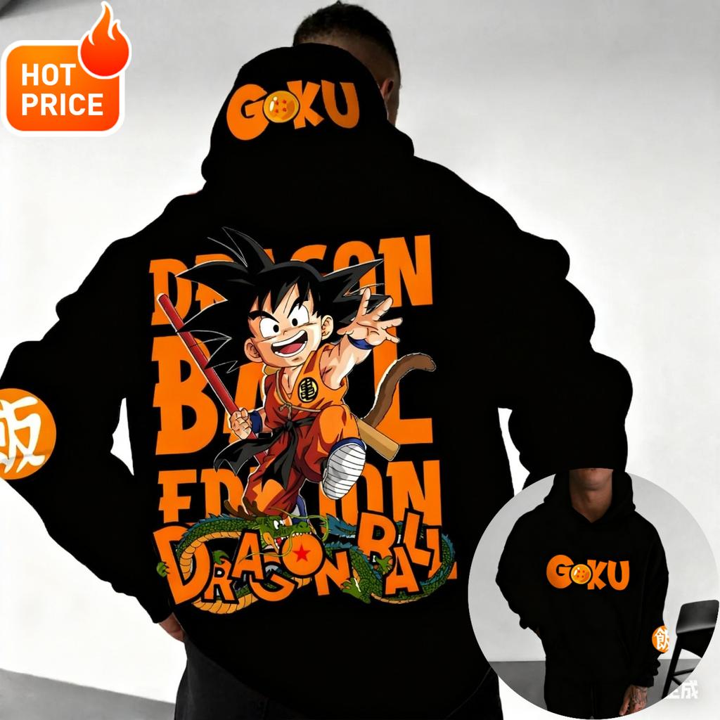 Son Goku Dragon Ball Jesień Harajuku Męska Bluza z Kapturem Streetwear Damska Vintage Zimowa Oversize Bluza z Kapturem Długi Rękaw Unisex
