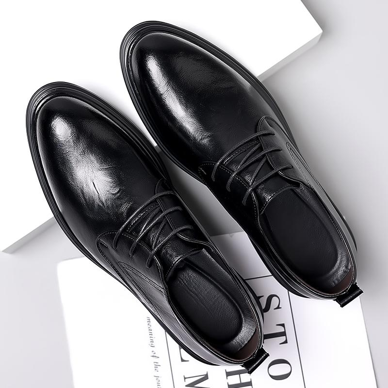 Men's Genuine Leather Shoes Brand Men's Business Shoes Conference Banquet Dress Shoes Pointed Men's English Style Casual Shoes