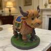 Highland Cow Figurine Resin Animal Ornament Hand-Painted Cute Small Cow Statue Table Centerpiece for Farmhouse Living Room Dining Table Decoration