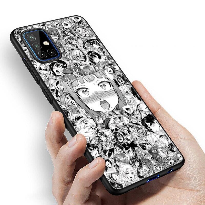 Anime dívka kreslená japonská roztomilá tvář Pouzdro pro Samsung Galaxy A12 A02S A22 A32 A52 A72 A71 A51 A41 A31 A21 A11 A50 A70 A10S A20S
