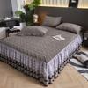 Winter Thickened Plush Bed Skirt with Lace Ruffle, Warm Coral Fleece Mattress Cover, Non-Slip Bedspread