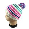 Contrasting striped knitted hat with colored hairball thickened warm cold hat, unisex