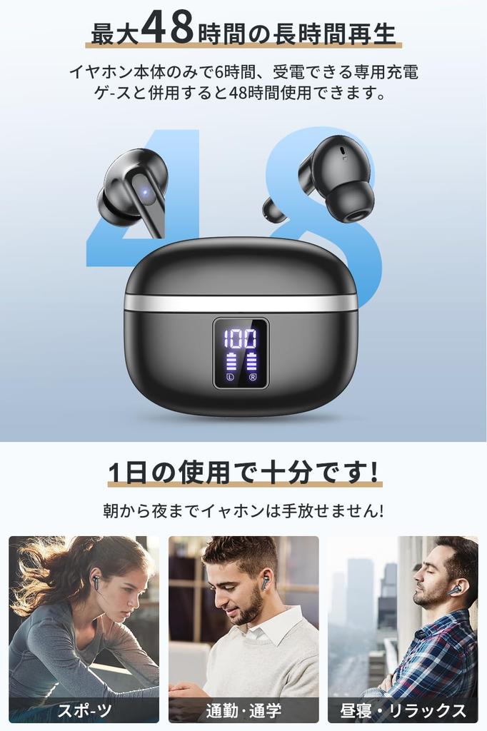 Cutting-edge Bluetooth 5.4 Earbuds, Wireless Bluetooth Earphones [New for 2025] LED Display, Wireless Type-C Fast Charging, Built-in Microphone,