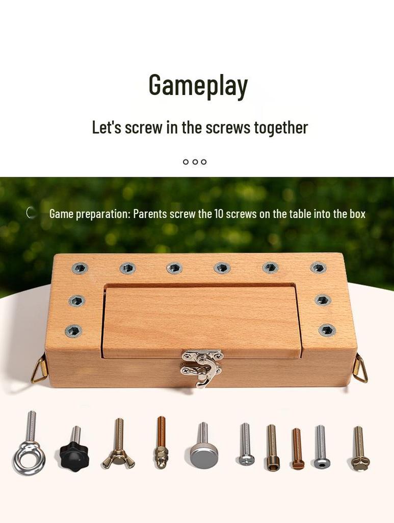 Children's Wooden Montessori Screw & Nut Toolbox Educational Toy