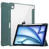 For iPad Air 11 (2025)/(2024) Clear Case PU Leather Auto Wake Sleep Protective Cover with Pen Slot