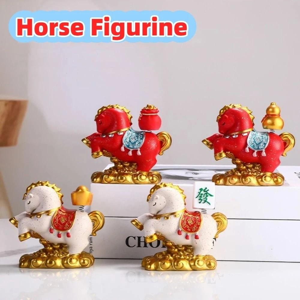 Chinese Style New Year Mascot Miniature Resin Zodiac Ornaments Gift Horse Figurine  Office