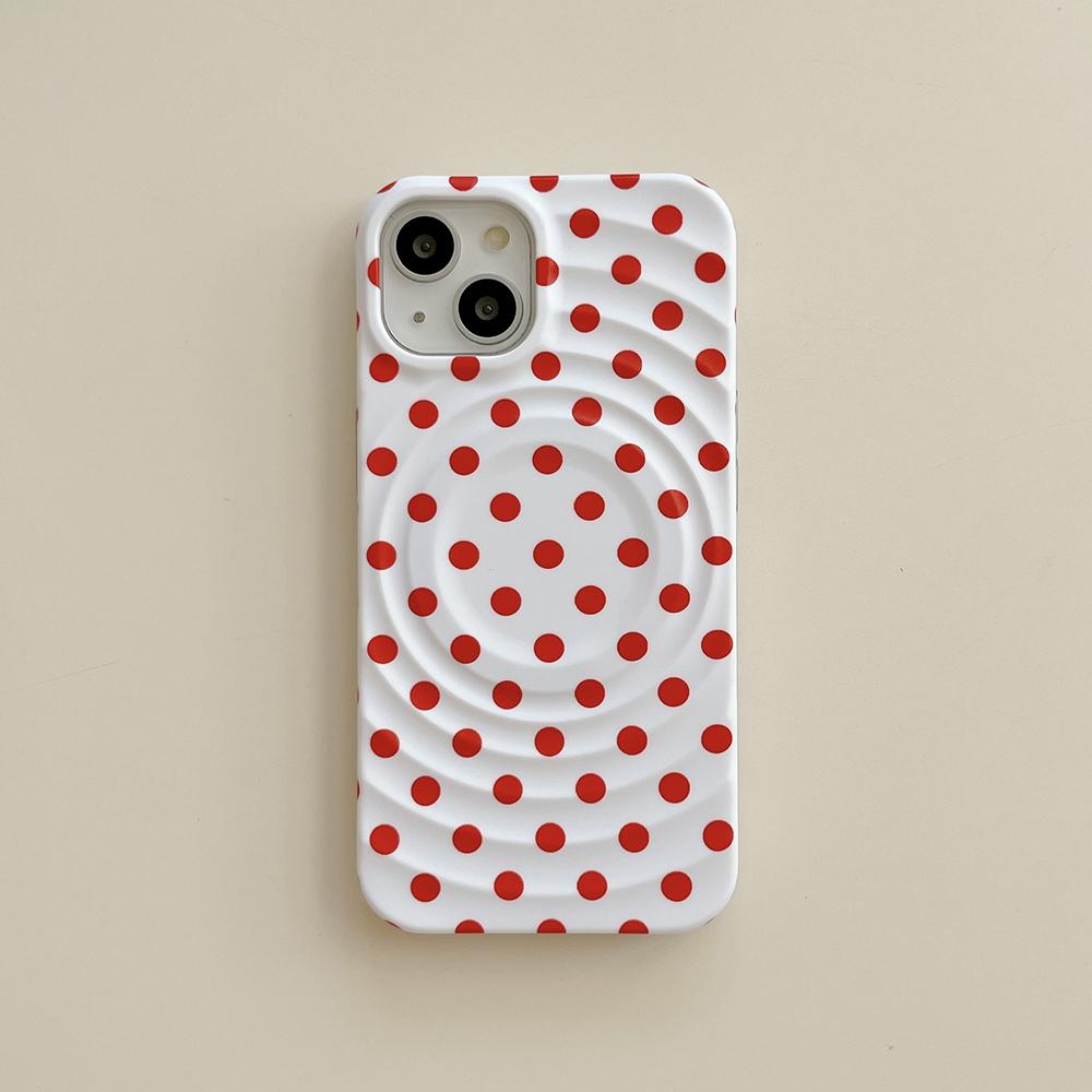 

2 IN 1 Cute Red Tomato Magnetic Holder Phone Case for iPhone 16 15 14 13 Pro Max Polka Dot For Magsafe Shockproof Back Cover iPhone 16 Pro
