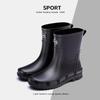 Winter warm men's rubber shoes British waterproof pull rope rain shoes medium tube outdoor fashion bundle rubber shoes non-slip fishing shoes