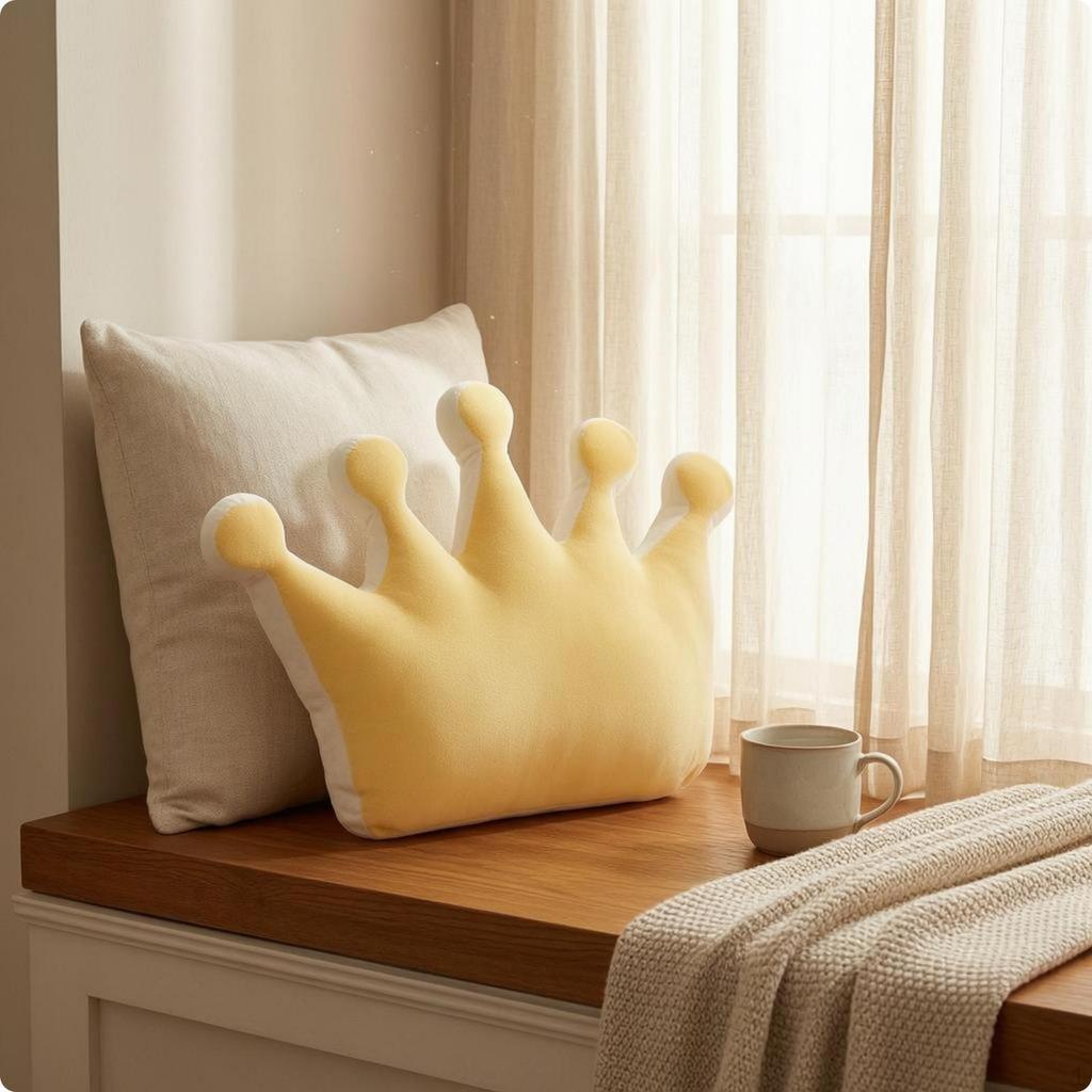 Crown-Shaped Cushion Padded Support Pillow Stuffed